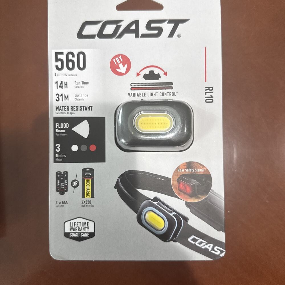 Coast RL10 Headlamp 560 Lumen Rechargeable Flashlight with Battery Included New